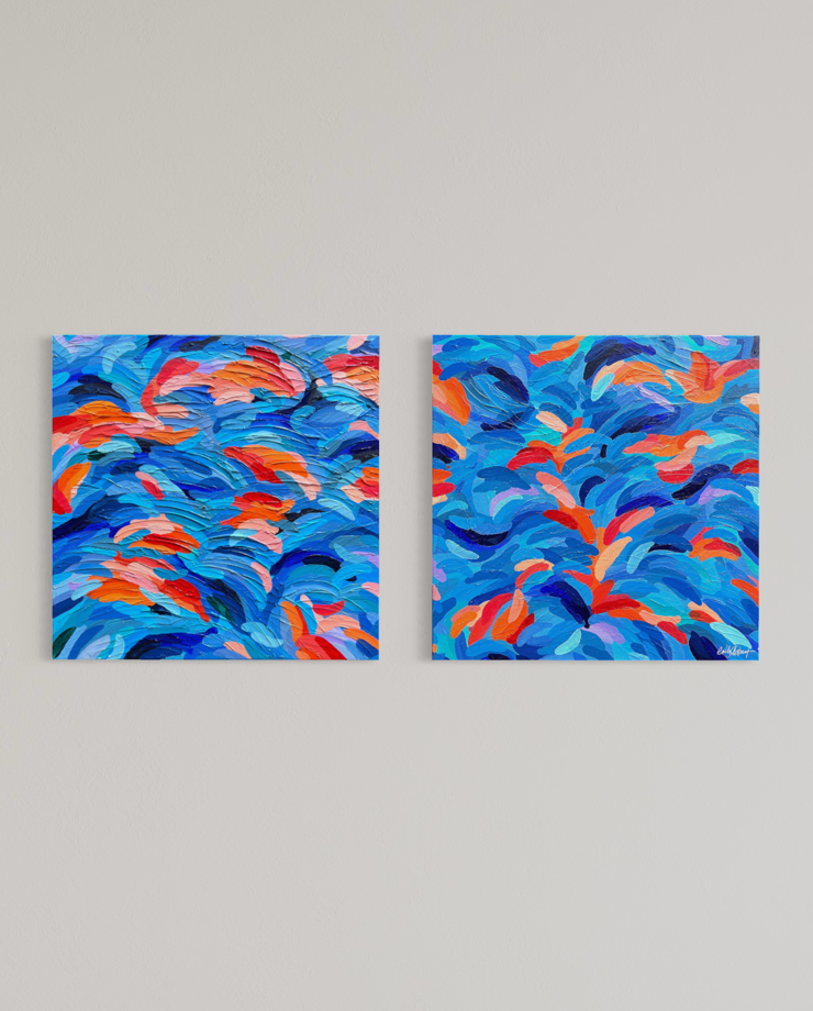 Glowing Optimism – Original Abstract Diptych Painting