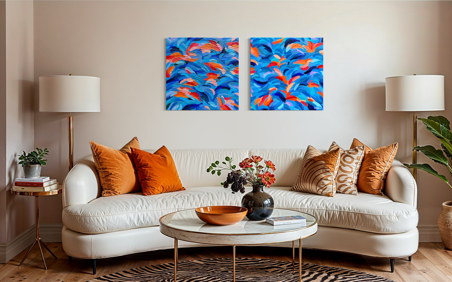 Glowing Optimism – Original Abstract Diptych Painting