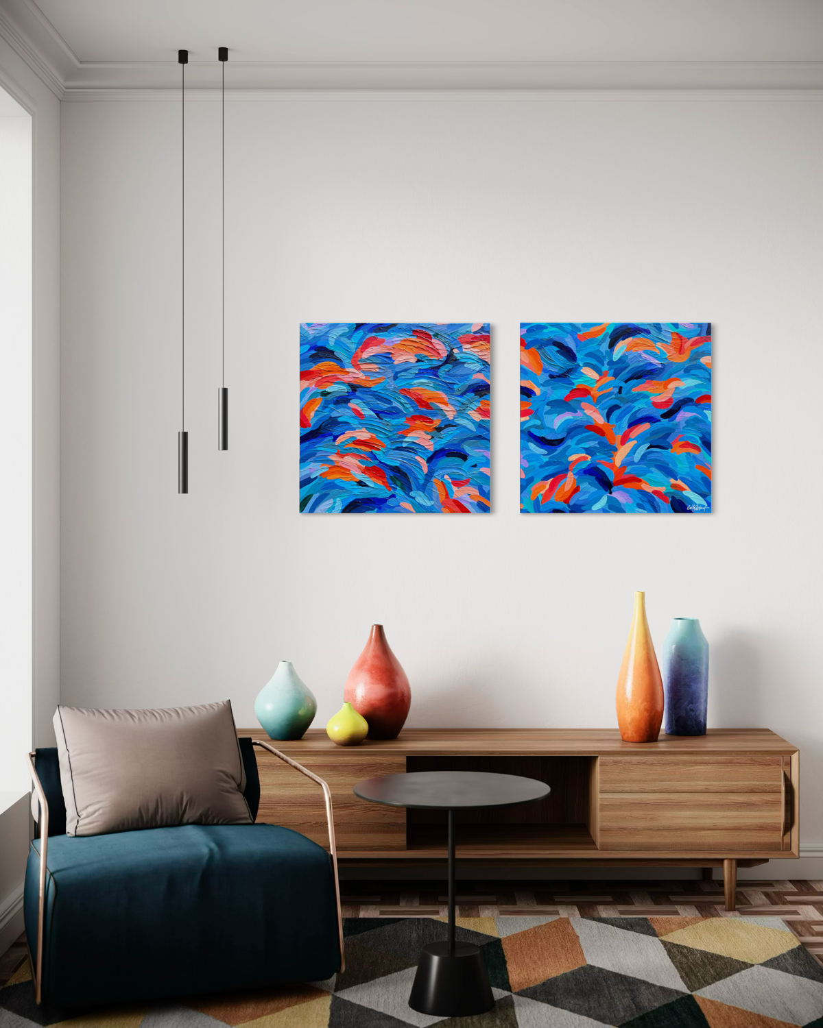 Glowing Optimism – Original Abstract Diptych Painting