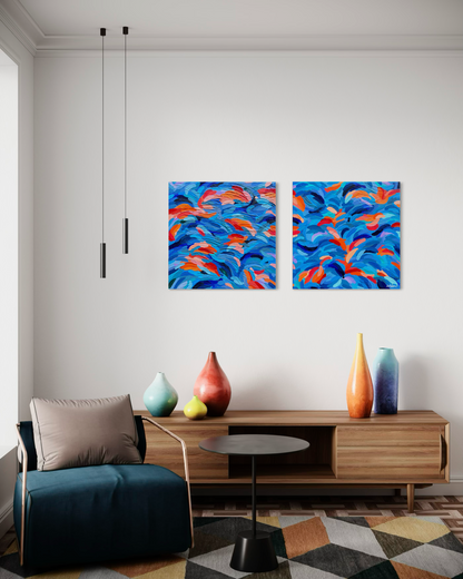 Glowing Optimism – Original Abstract Diptych Painting